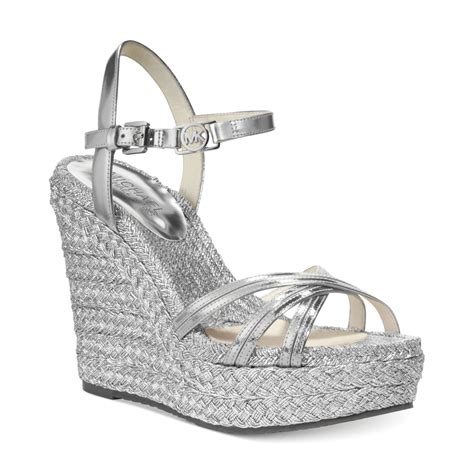 michael kors silver sandals heels